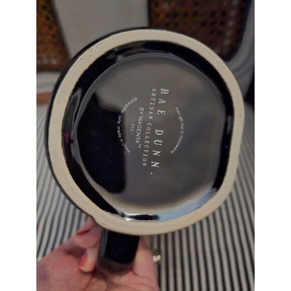 NWT Rae Dunn Spooky Halloween Mug Black White Writing 2021 - Picture 2 of 10